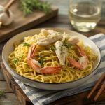How to serve garlic crab noodles with the right white wine