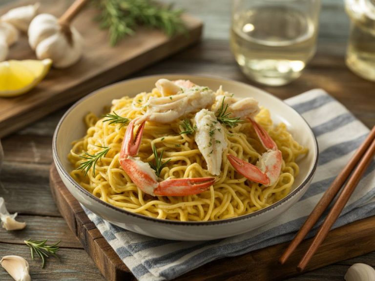 How to serve garlic crab noodles with the right white wine