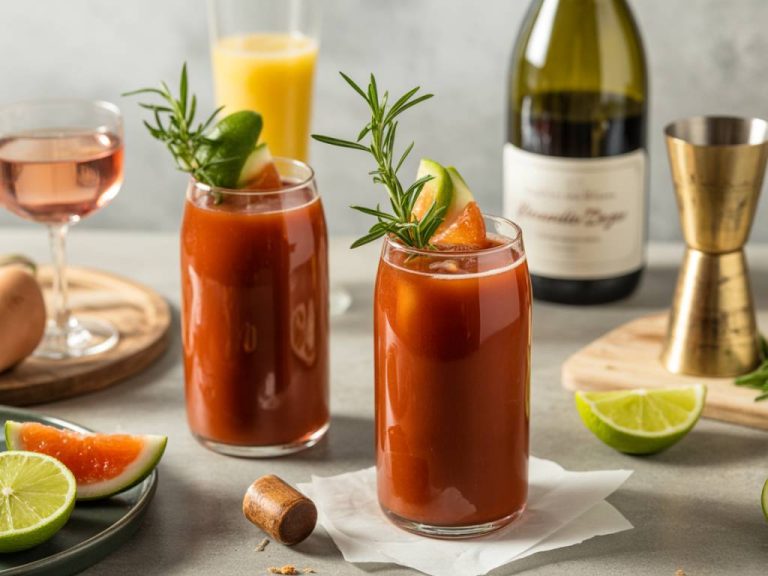 Mixology: bloody mary twists with wine for brunch cocktails